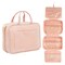Large Roll Up Hanging Toiletry Bag For Women, Pastel Pink Makeup Travel Organizer with S Hook for Cosmetics, Hair Accessories, Razors (13x4.5x9.75 In)